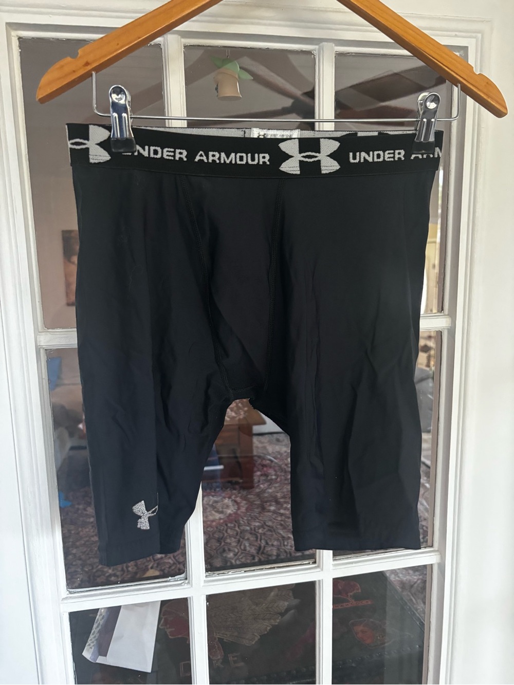 Under Armour Black Men's Compression Shorts with White Logo Waistband